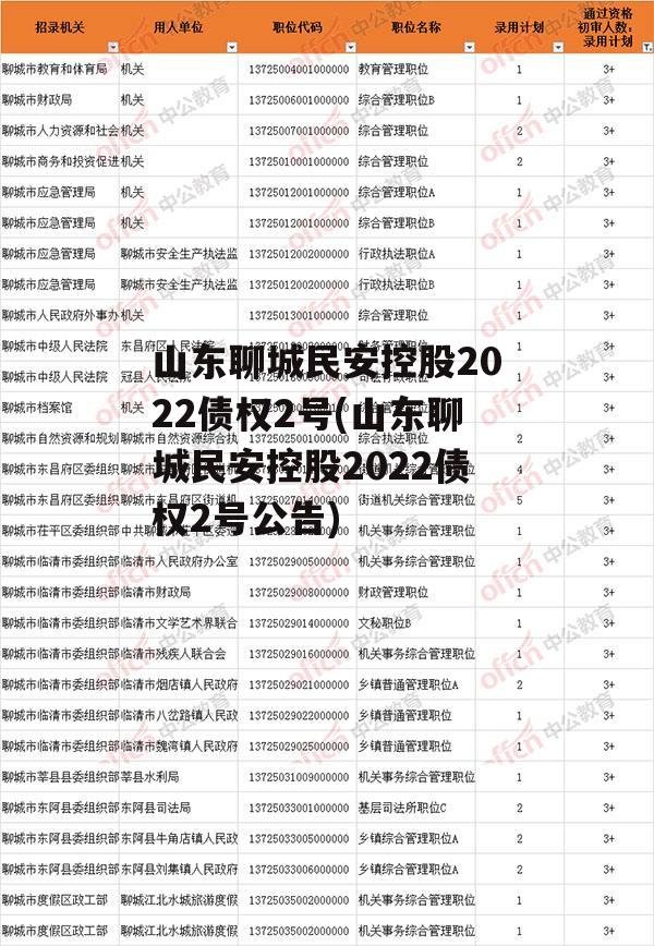 山东聊城民安控股2022债权2号(山东聊城民安控股2022债权2号公告)