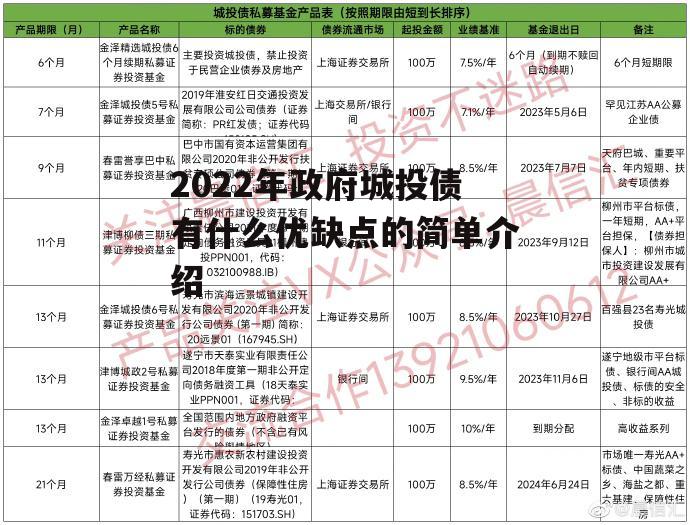 2022年政府城投债有什么优缺点的简单介绍