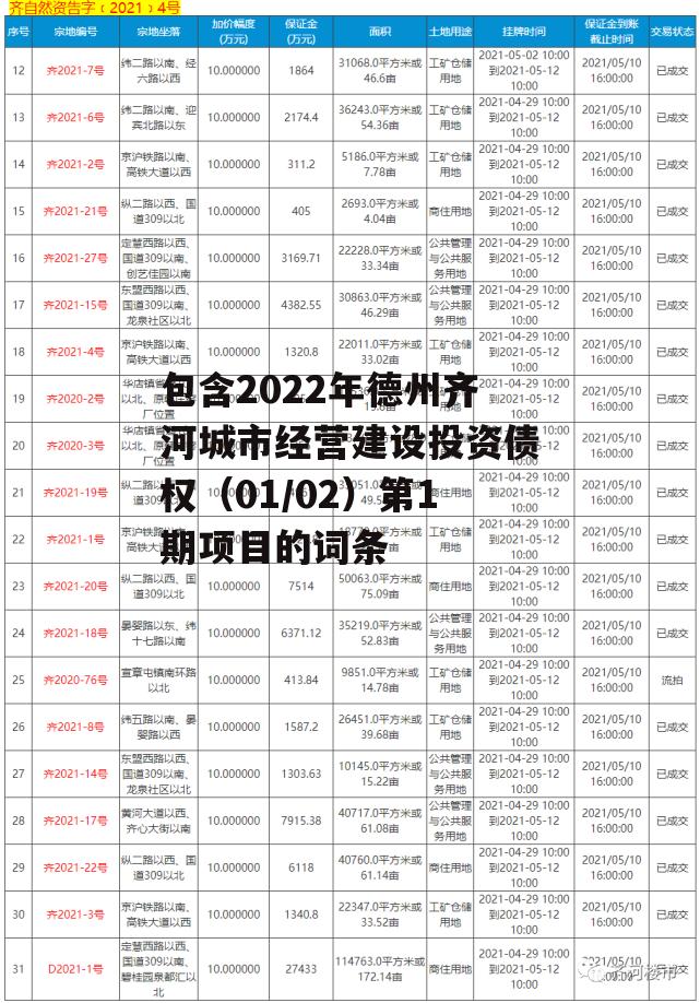 包含2022年德州齐河城市经营建设投资债权（01/02）第1期项目的词条