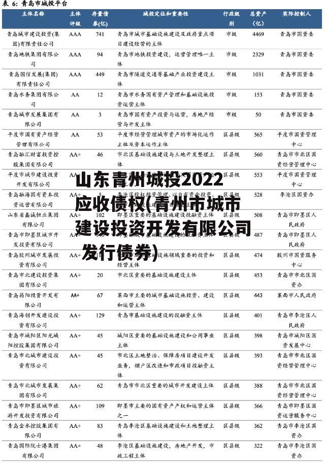 山东青州城投2022应收债权(青州市城市建设投资开发有限公司 发行债券)