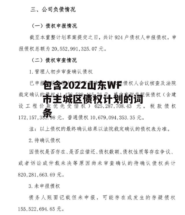 包含2022山东WF市主城区债权计划的词条