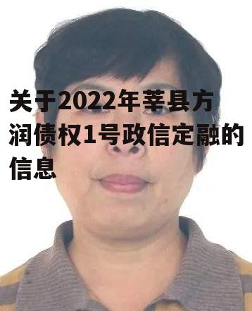 关于2022年莘县方润债权1号政信定融的信息