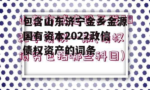 包含山东济宁金乡金源国有资本2022政信债权资产的词条