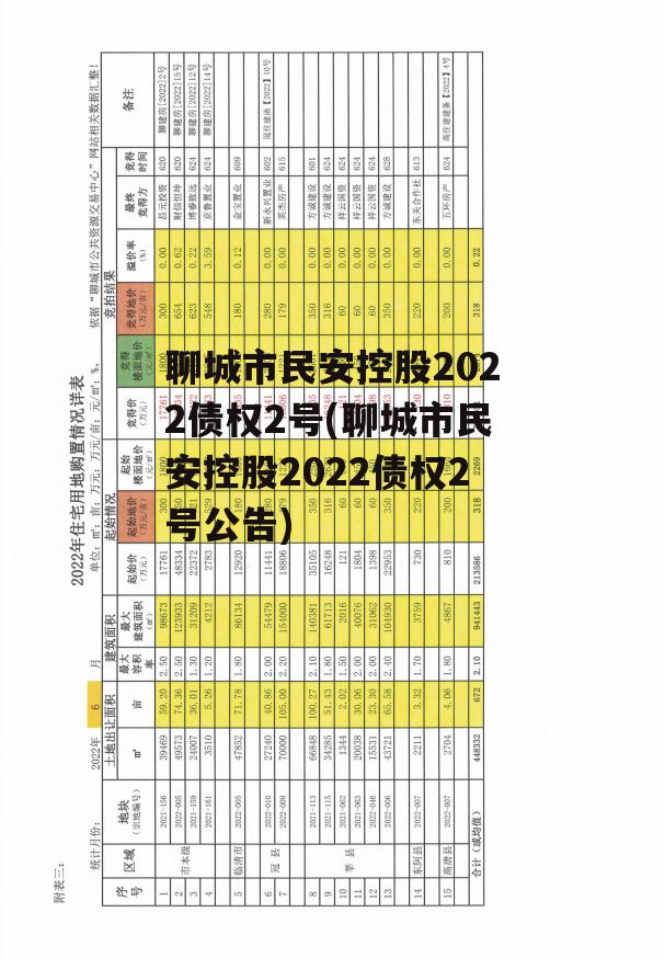 聊城市民安控股2022债权2号(聊城市民安控股2022债权2号公告)