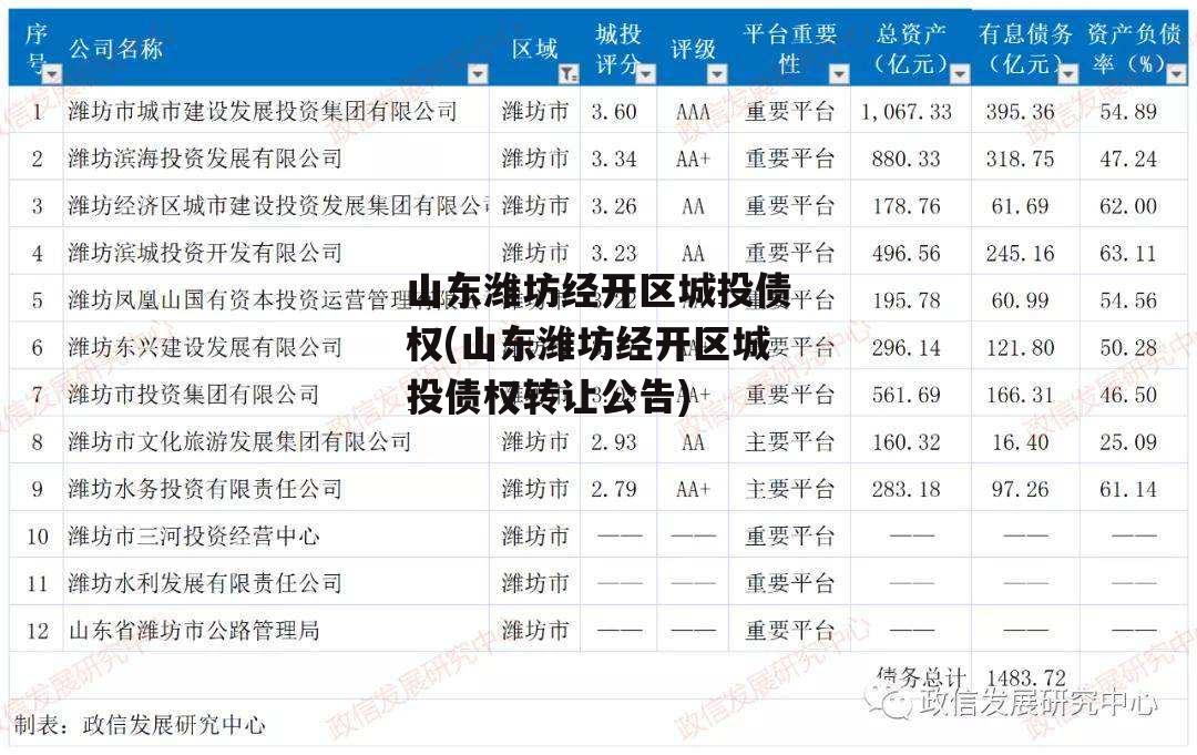山东潍坊经开区城投债权(山东潍坊经开区城投债权转让公告)