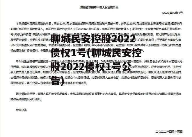 聊城民安控股2022债权1号(聊城民安控股2022债权1号公告)