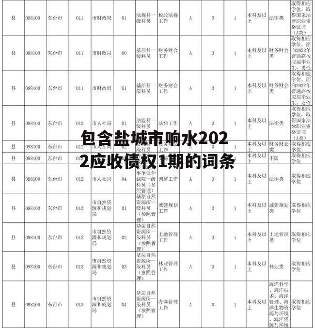 包含盐城市响水2022应收债权1期的词条