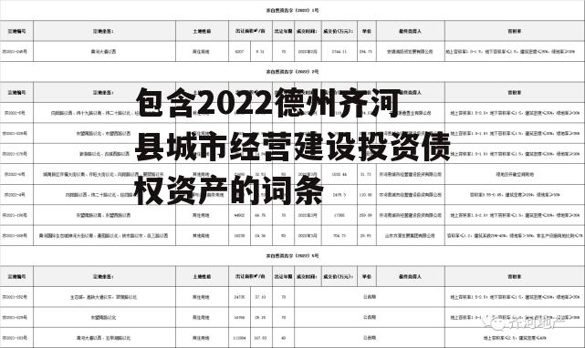 包含2022德州齐河县城市经营建设投资债权资产的词条