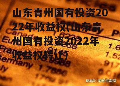 山东青州国有投资2022年收益权(山东青州国有投资2022年收益权转让)