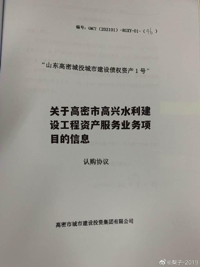 关于高密市高兴水利建设工程资产服务业务项目的信息