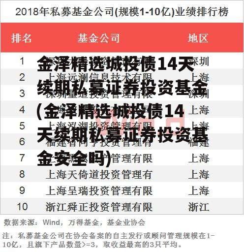 金泽精选城投债14天续期私募证券投资基金(金泽精选城投债14天续期私募证券投资基金安全吗)