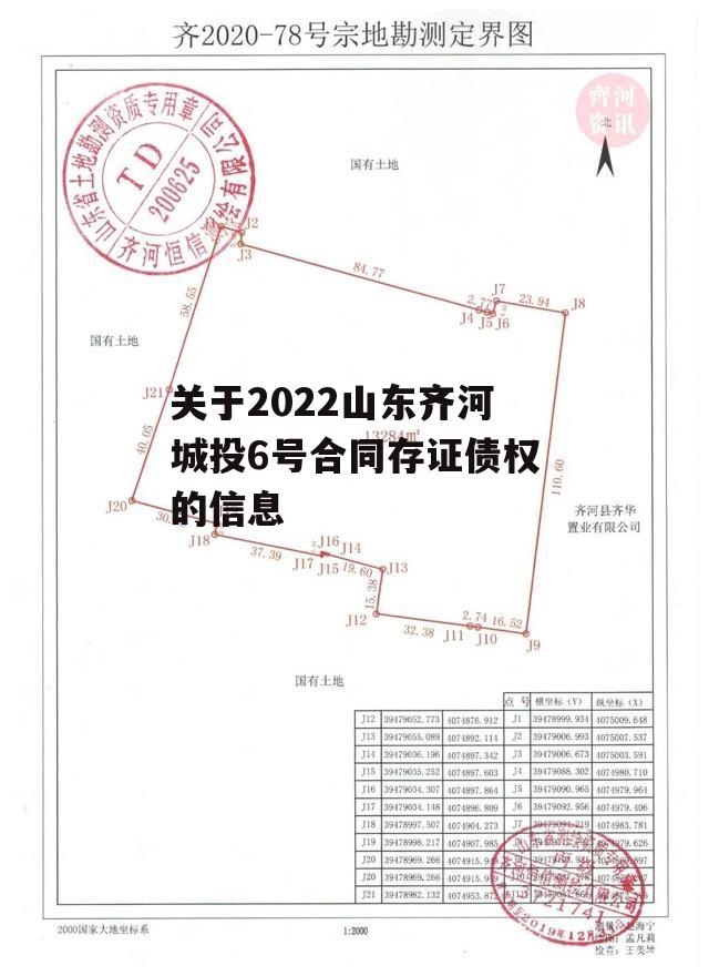 关于2022山东齐河城投6号合同存证债权的信息