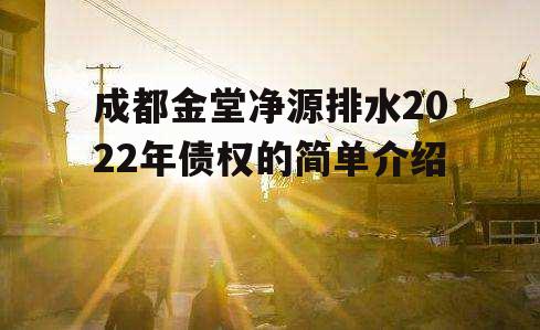 成都金堂净源排水2022年债权的简单介绍