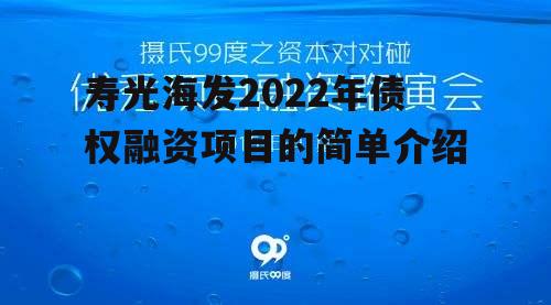 寿光海发2022年债权融资项目的简单介绍