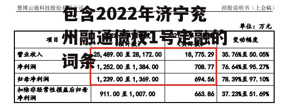 包含2022年济宁兖州融通债权1号定融的词条