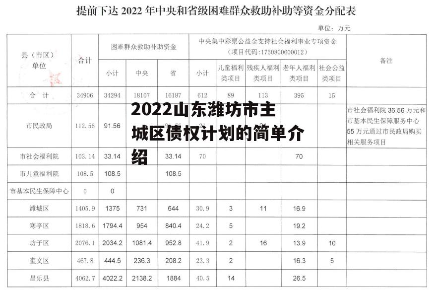 2022山东潍坊市主城区债权计划的简单介绍