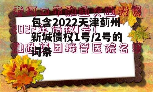 包含2022天津蓟州新城债权1号/2号的词条