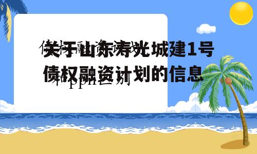 关于山东寿光城建1号债权融资计划的信息