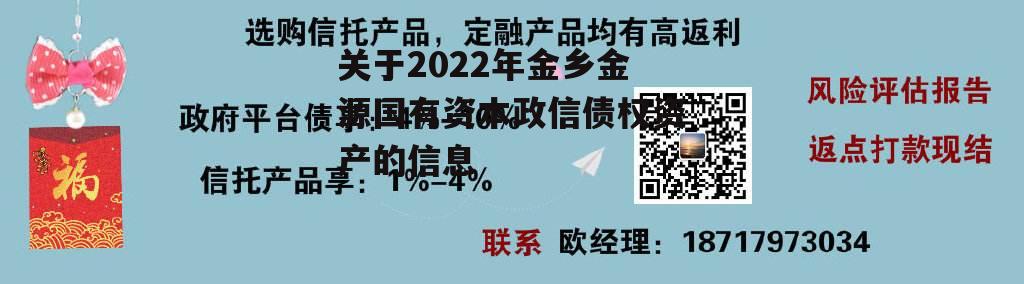 关于2022年金乡金源国有资本政信债权资产的信息