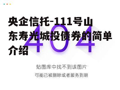 央企信托-111号山东寿光城投债券的简单介绍