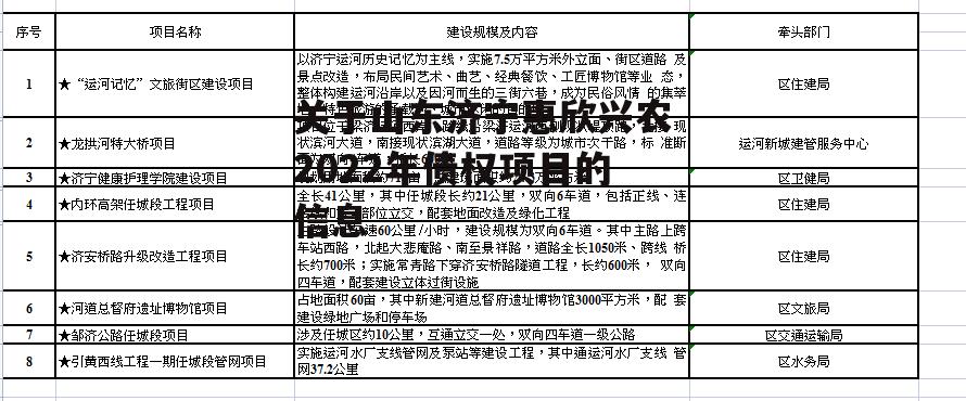 关于山东济宁惠欣兴农2022年债权项目的信息