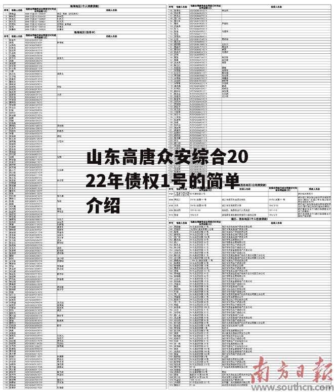 山东高唐众安综合2022年债权1号的简单介绍