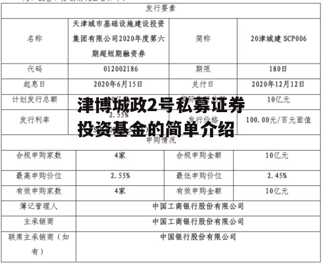 津博城政2号私募证券投资基金的简单介绍