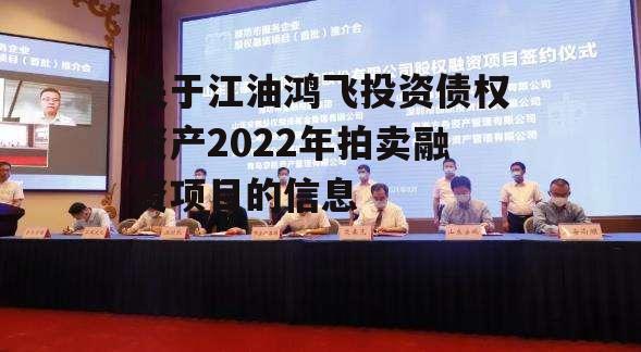 关于江油鸿飞投资债权资产2022年拍卖融资项目的信息