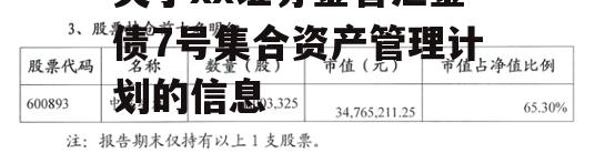 关于xx证券金智汇金债7号集合资产管理计划的信息