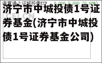 济宁市中城投债1号证券基金(济宁市中城投债1号证券基金公司)