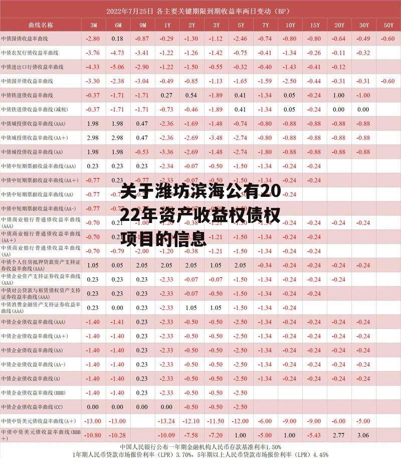 关于潍坊滨海公有2022年资产收益权债权项目的信息