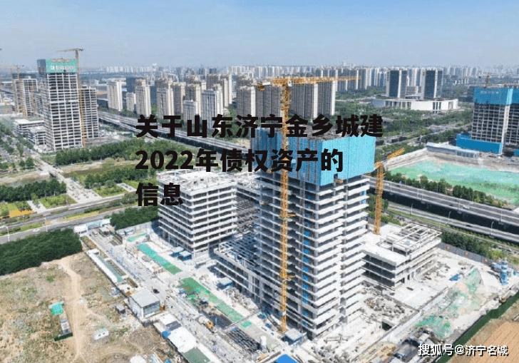 关于山东济宁金乡城建2022年债权资产的信息