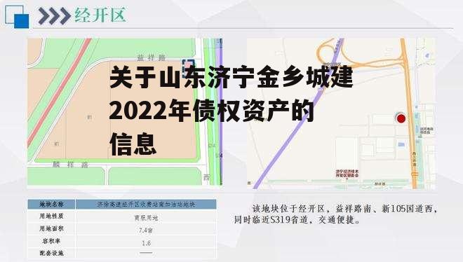 关于山东济宁金乡城建2022年债权资产的信息