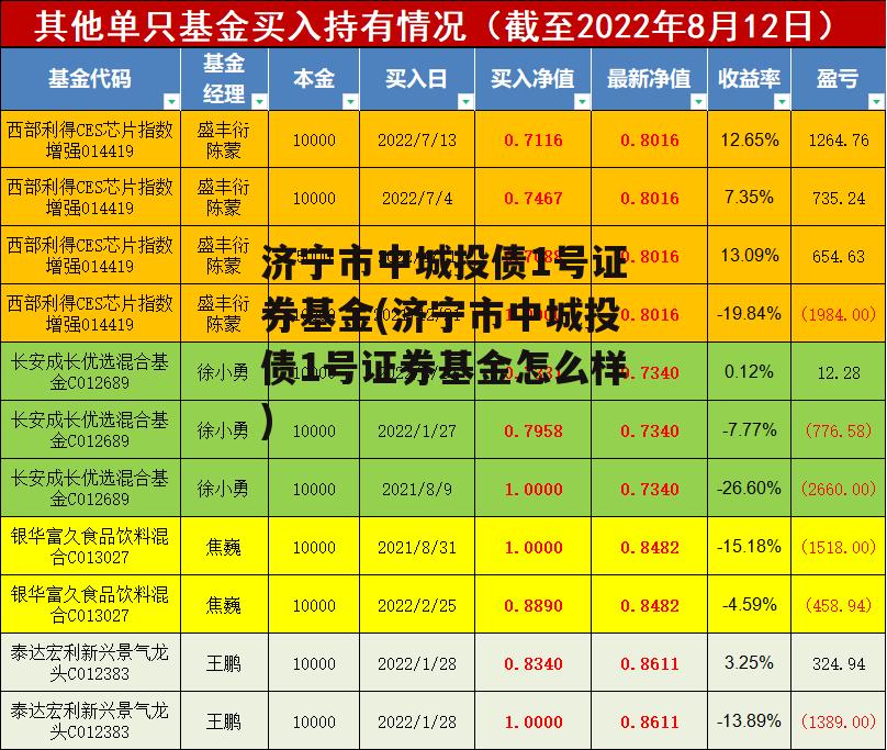 济宁市中城投债1号证券基金(济宁市中城投债1号证券基金怎么样)