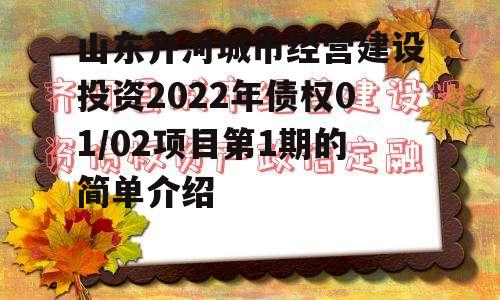 山东齐河城市经营建设投资2022年债权01/02项目第1期的简单介绍