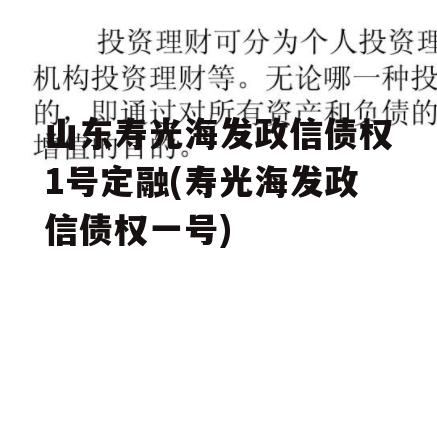 山东寿光海发政信债权1号定融(寿光海发政信债权一号)