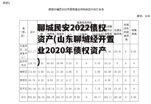 聊城民安2022债权资产(山东聊城经开置业2020年债权资产)