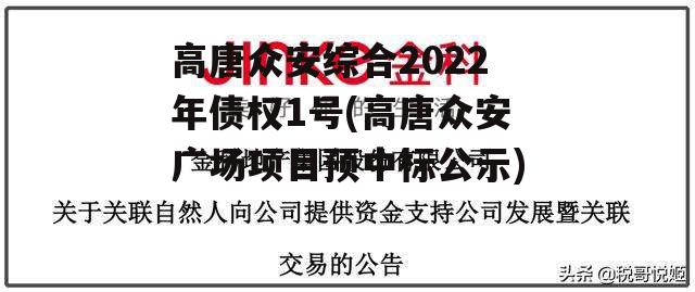 高唐众安综合2022年债权1号(高唐众安广场项目预中标公示)