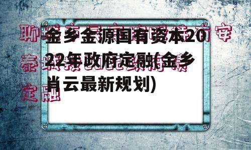 金乡金源国有资本2022年政府定融(金乡肖云最新规划)