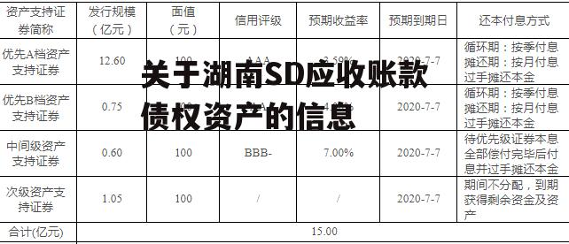 关于湖南SD应收账款债权资产的信息