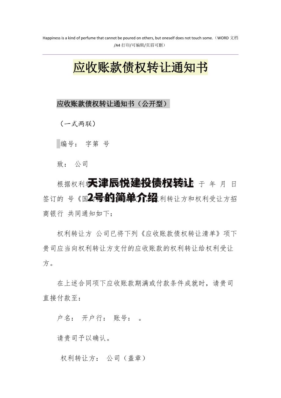 天津辰悦建投债权转让2号的简单介绍