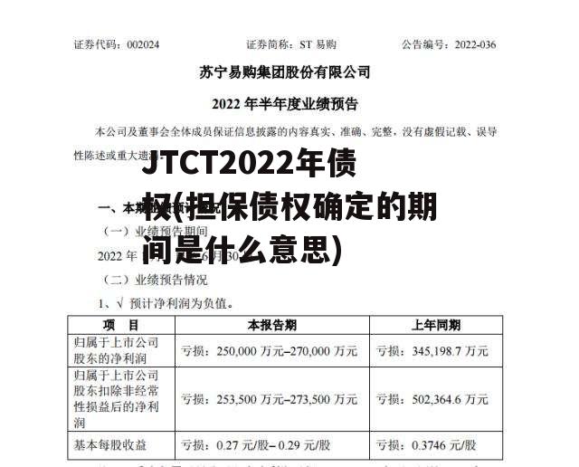 JTCT2022年债权(担保债权确定的期间是什么意思)