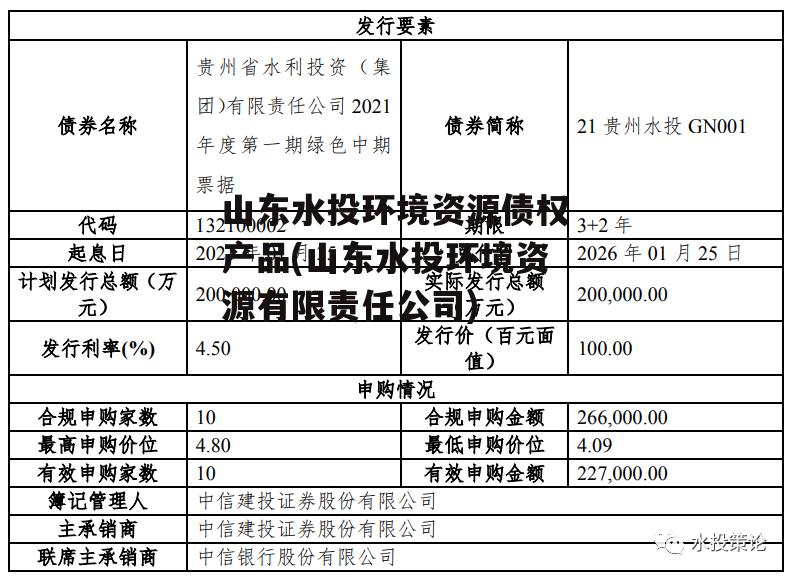 山东水投环境资源债权产品(山东水投环境资源有限责任公司)