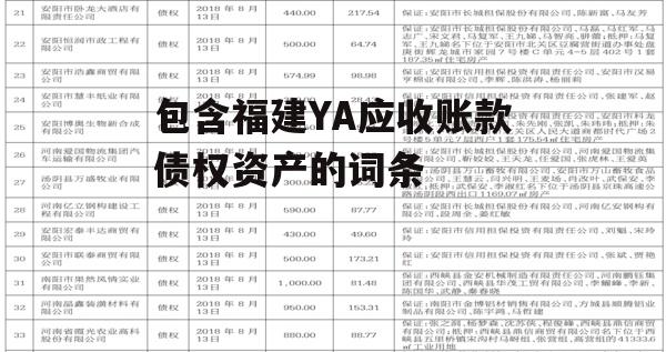 包含福建YA应收账款债权资产的词条