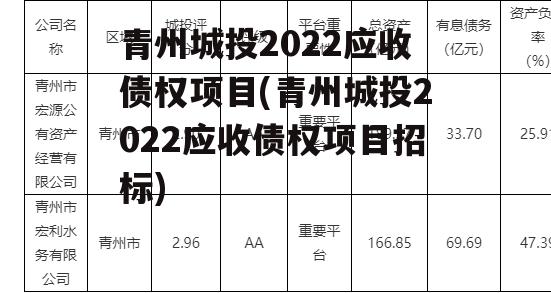 青州城投2022应收债权项目(青州城投2022应收债权项目招标)