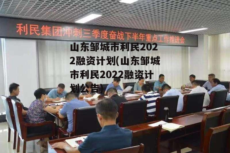 山东邹城市利民2022融资计划(山东邹城市利民2022融资计划公告)