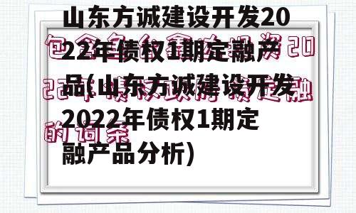 山东方诚建设开发2022年债权1期定融产品(山东方诚建设开发2022年债权1期定融产品分析)