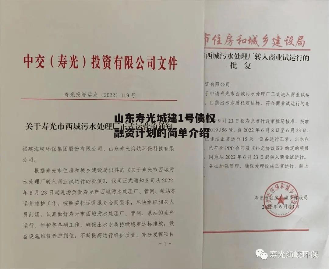 山东寿光城建1号债权融资计划的简单介绍