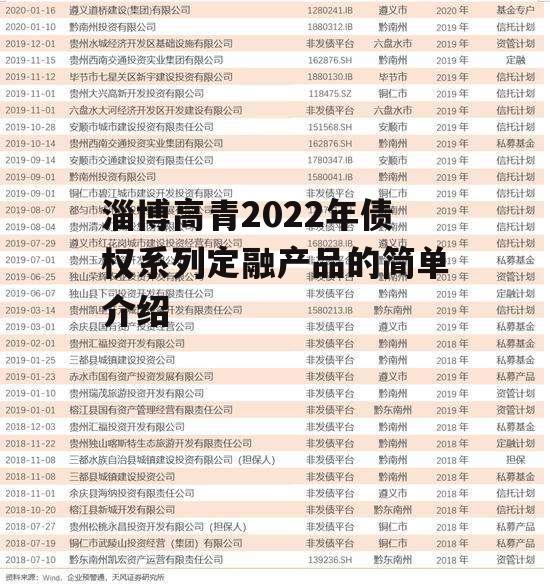 淄博高青2022年债权系列定融产品的简单介绍