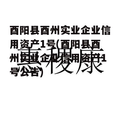 酉阳县酉州实业企业信用资产1号(酉阳县酉州实业企业信用资产1号公告)